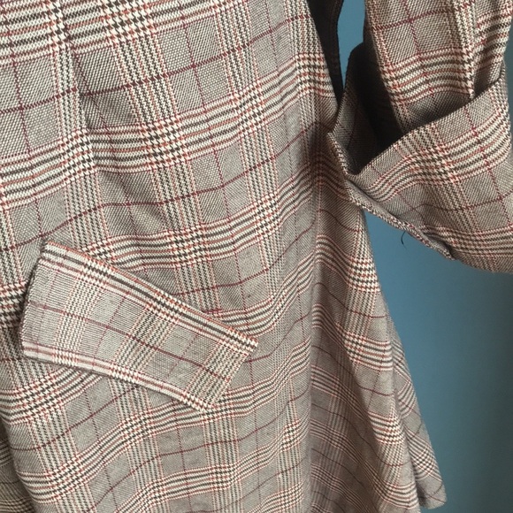 CBR brown plaid off shoulder asymmetric button front fall lightweight jacket XL - Picture 6 of 13